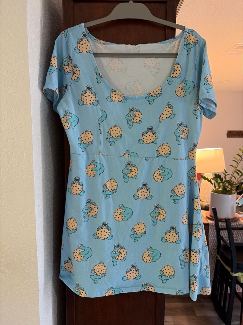 CAKEWORTHY all over print COOKIE MONSTER blue dress
